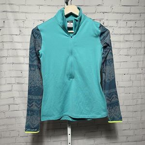 Nike Jacket Womens Size Medium Light Blue Swoosh Full Zip Up Track Dri Fit